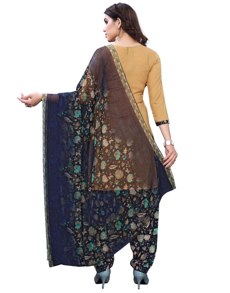 Graceful Beige Printed Unstitched Salwar Suit | Sudathi
