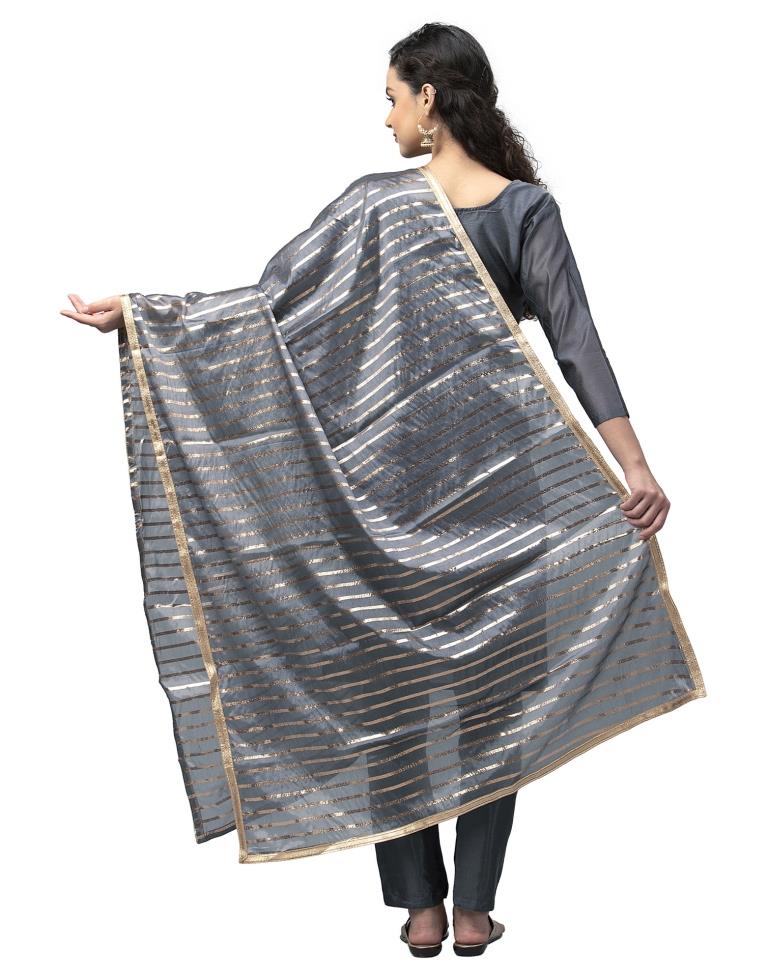 Ravishing Grey Cotton Thread Work Unstitched Salwar Suit | Sudathi
