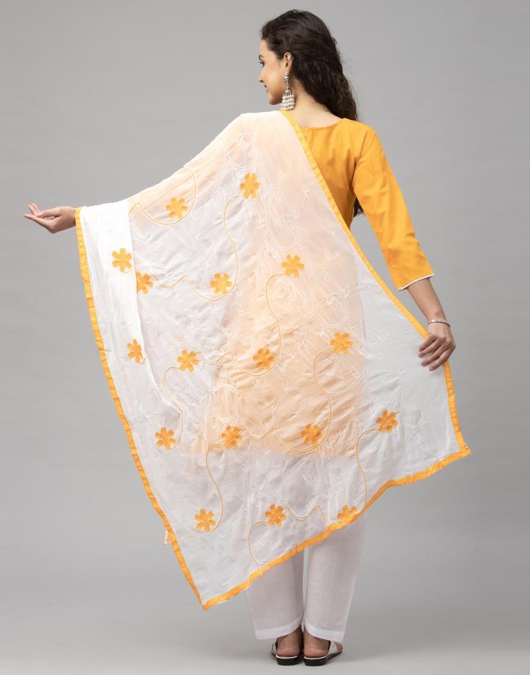Dynamic Turmeric Yellow Cotton Embroidered Unstitched Salwar Suit | Sudathi