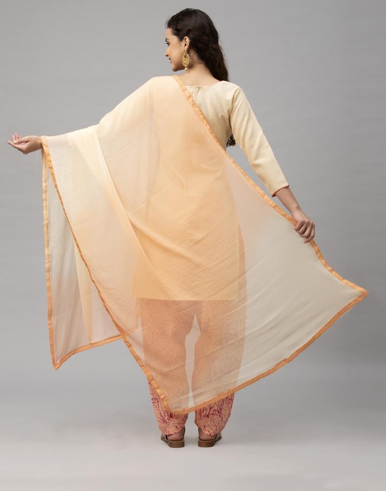 Decent Cream Cotton Embroidered Unstitched Salwar Suit | Sudathi