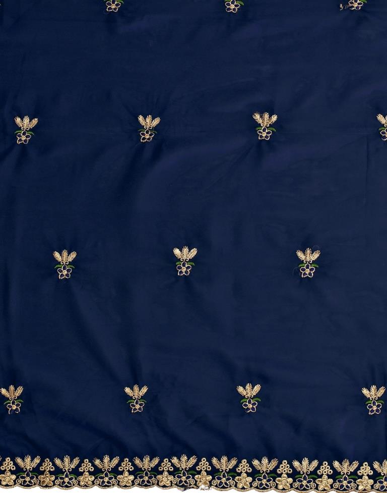 Creative Navy Blue Georgette Embroidered Unstitched Salwar Suit | Sudathi