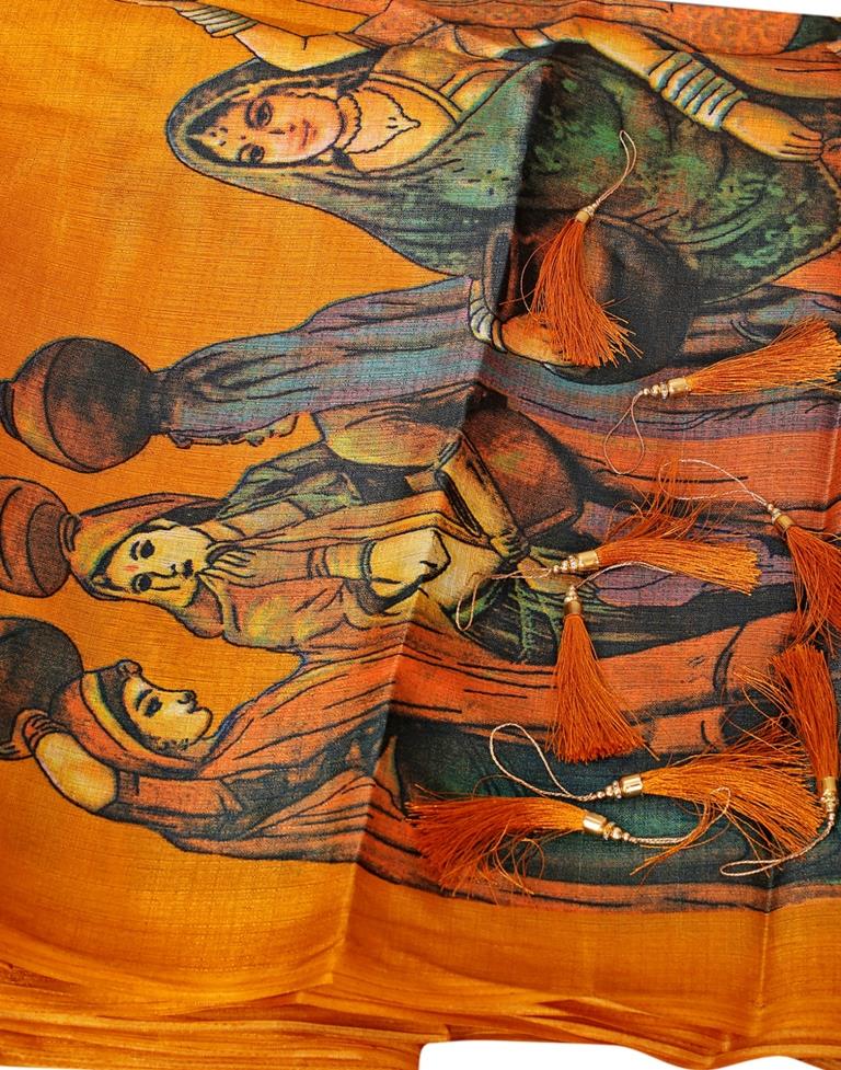 Yellow Coloured Poly Silk Printed Saree | Sudathi