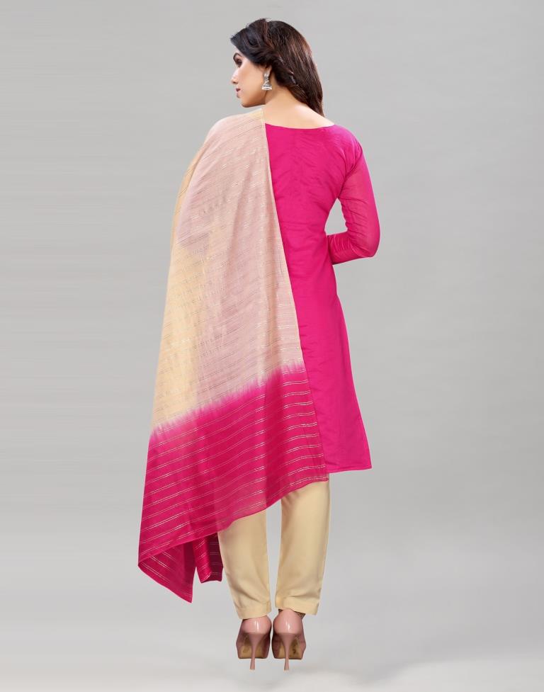 Gorgeous Pink Chanderi Silk Embroidered Unstitched Salwar Suit | Sudathi