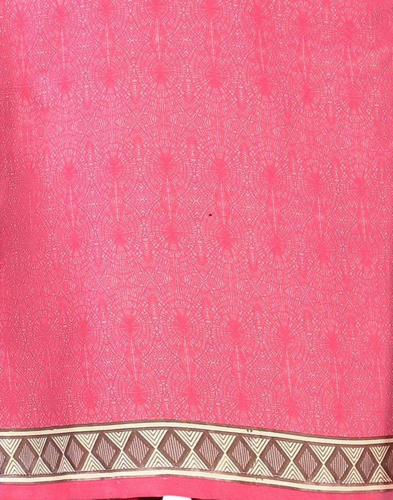 Distinctive Watermelon Pink Printed Unstitched Salwar Suit | Sudathi