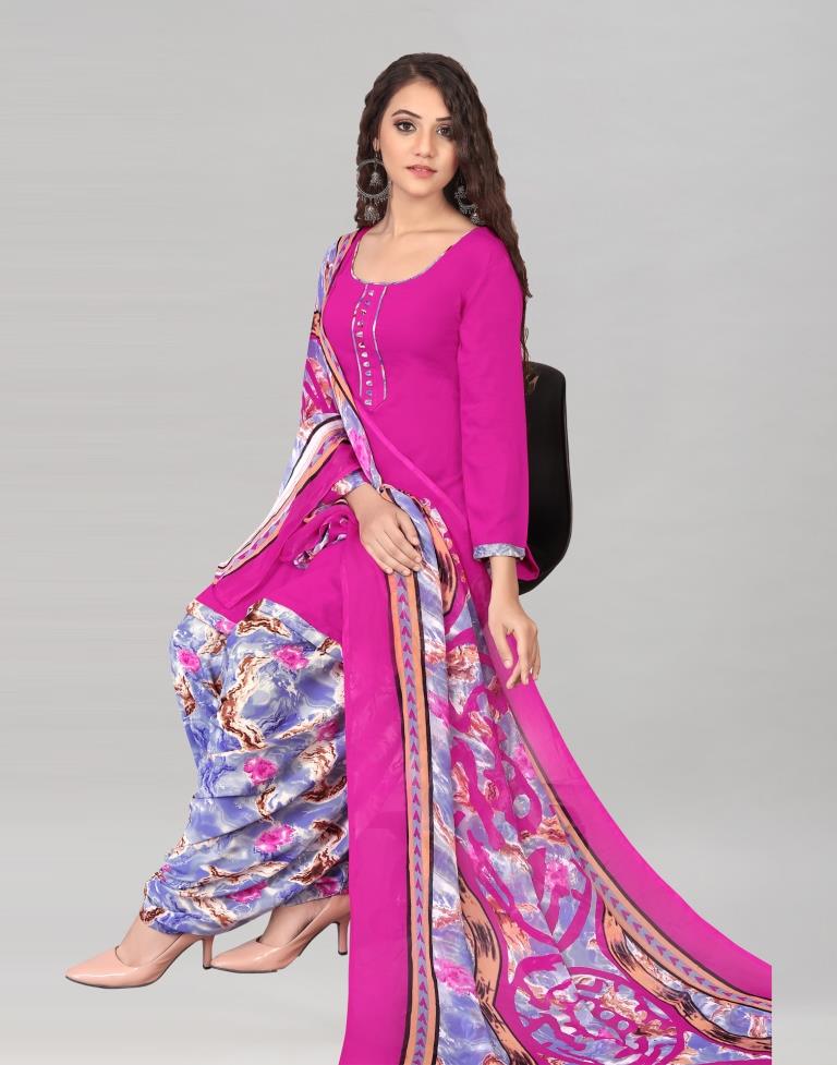 Hot Pink Dyed Unstitched Salwar Suit | Sudathi