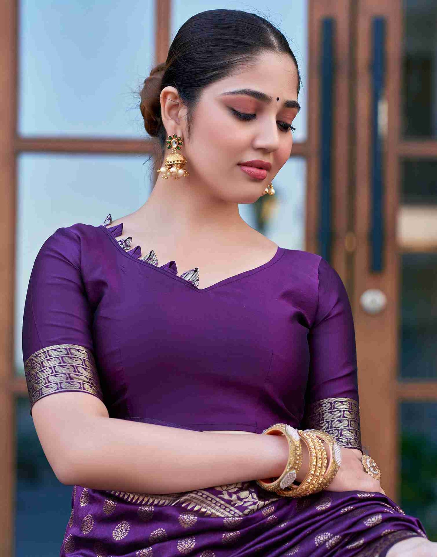 Purple Banarasi Silk Saree