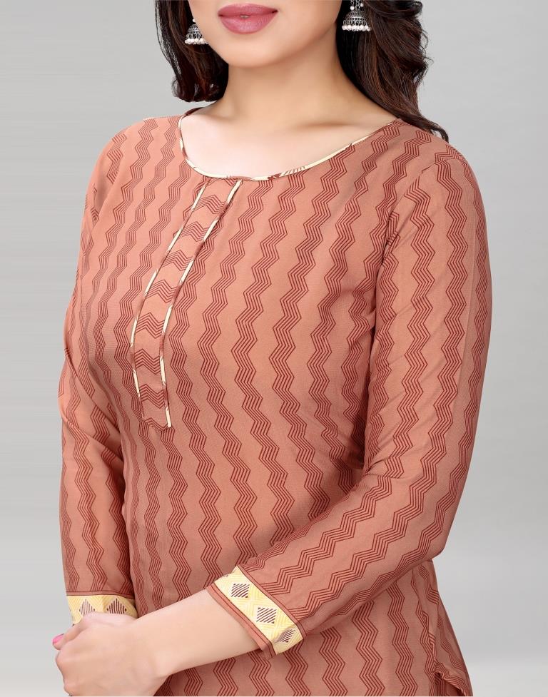Light Brown Printed Unstitched Salwar Suit | Sudathi