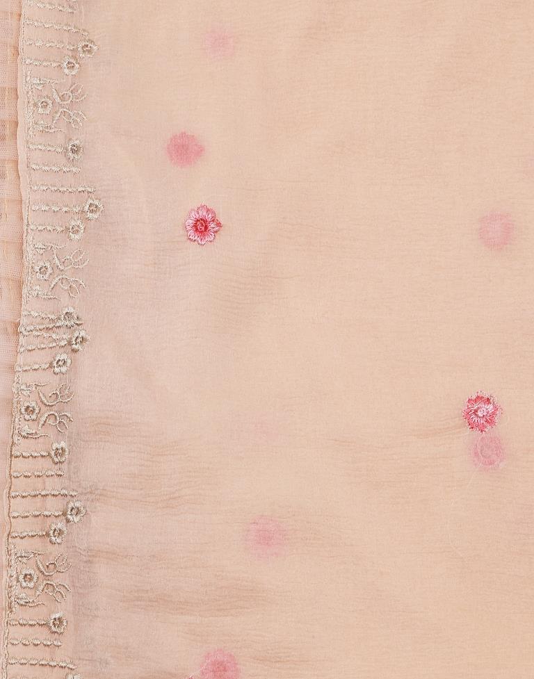 Light Peach Plain Georgette Unstitched Salwar Suit Material