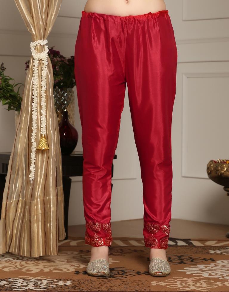 Red Plain Georgette Unstitched Salwar Suit Material