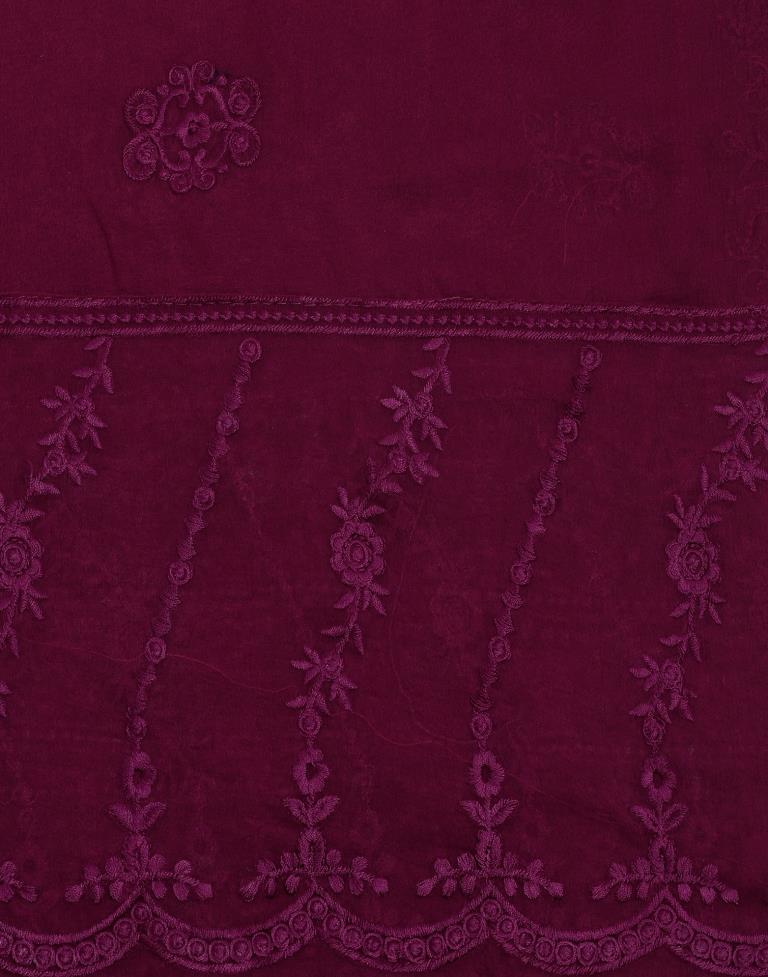 Maroon Plain Georgette Unstitched Salwar Suit Material