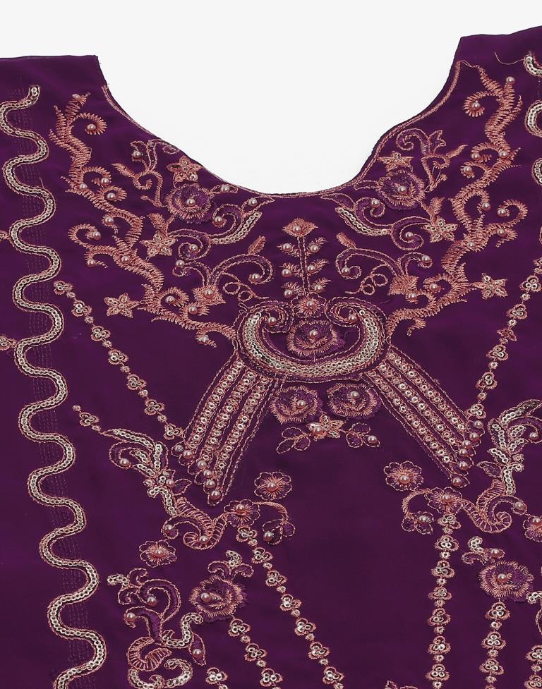 Wine Plain Georgette Unstitched Salwar Suit Material