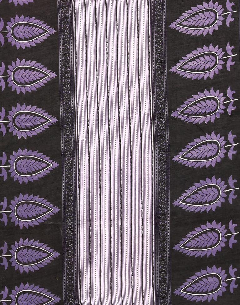 Black Printed Cotton Unstitched Salwar Suit Material