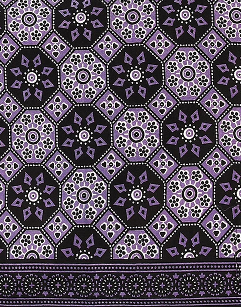 Black Printed Cotton Unstitched Salwar Suit Material