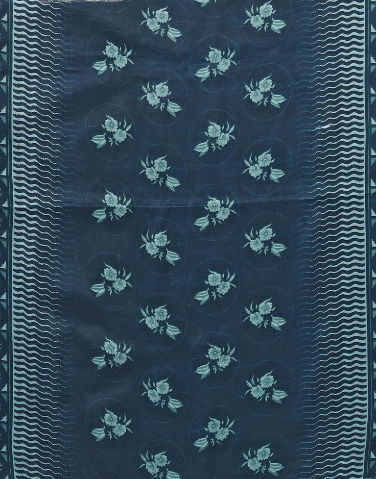 Rama Green Printed Cotton Unstitched Salwar Suit Material