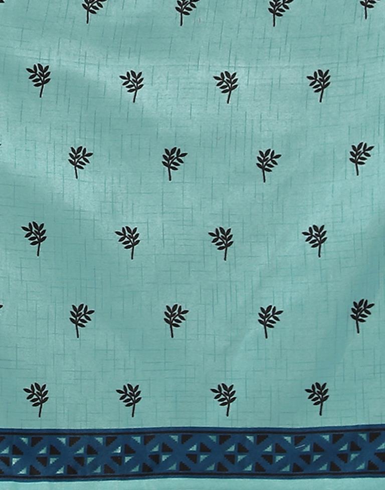 Rama Green Printed Cotton Unstitched Salwar Suit Material