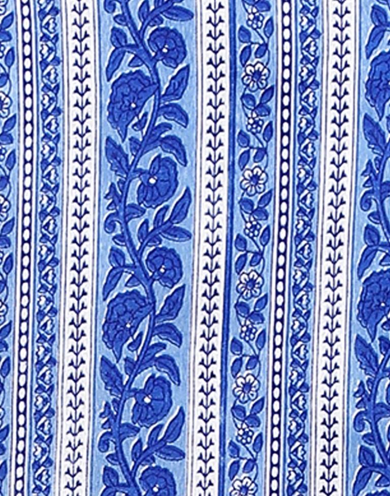 Blue Printed Cotton Unstitched Salwar Suit Material