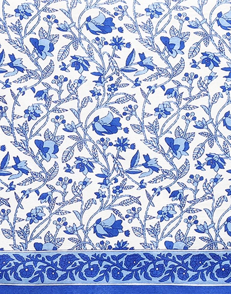 Blue Printed Cotton Unstitched Salwar Suit Material