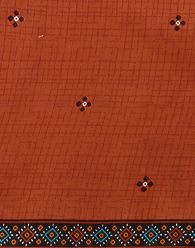 Rust Printed Cotton Unstitched Salwar Suit Material