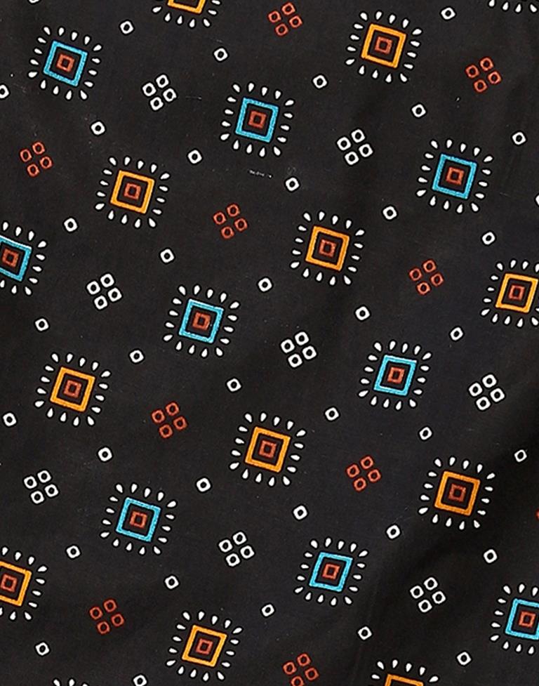 Rust Printed Cotton Unstitched Salwar Suit Material