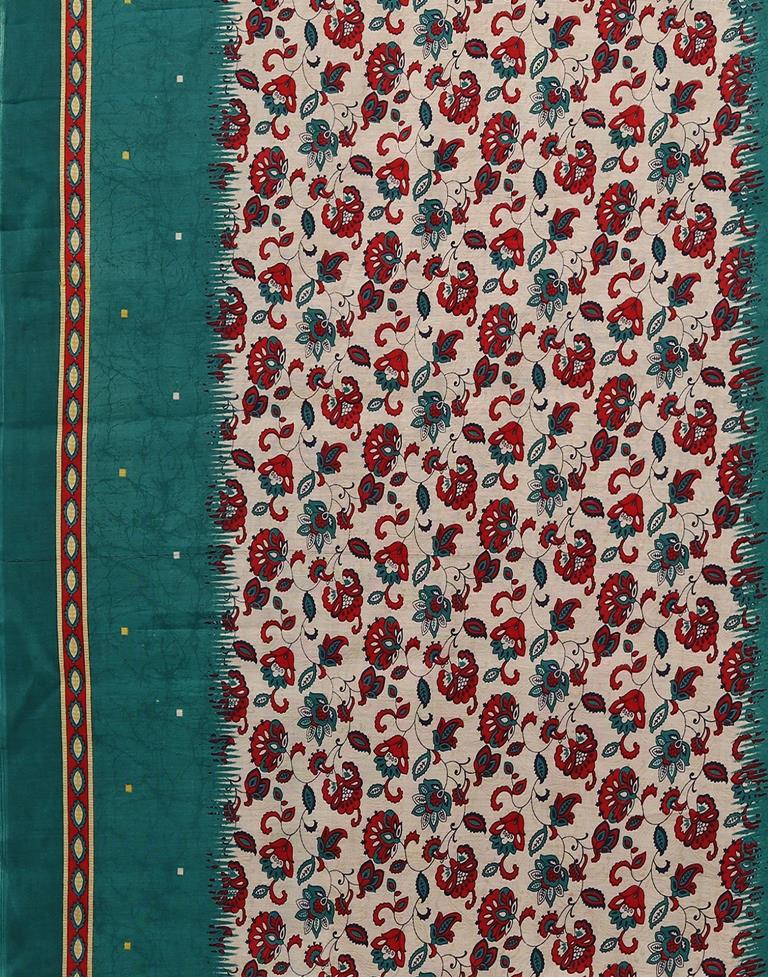 Green Printed Cotton Unstitched Salwar Suit Material