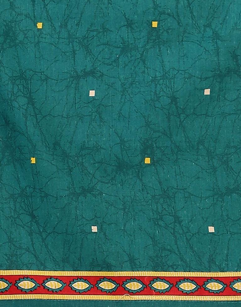 Green Printed Cotton Unstitched Salwar Suit Material