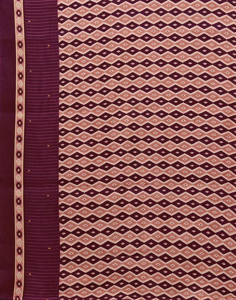 Dark Brown Printed Cotton Unstitched Salwar Suit Material