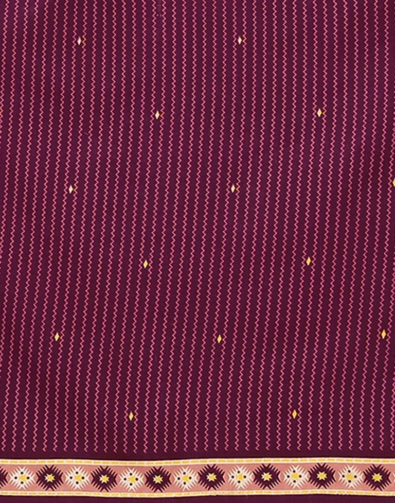 Dark Brown Printed Cotton Unstitched Salwar Suit Material