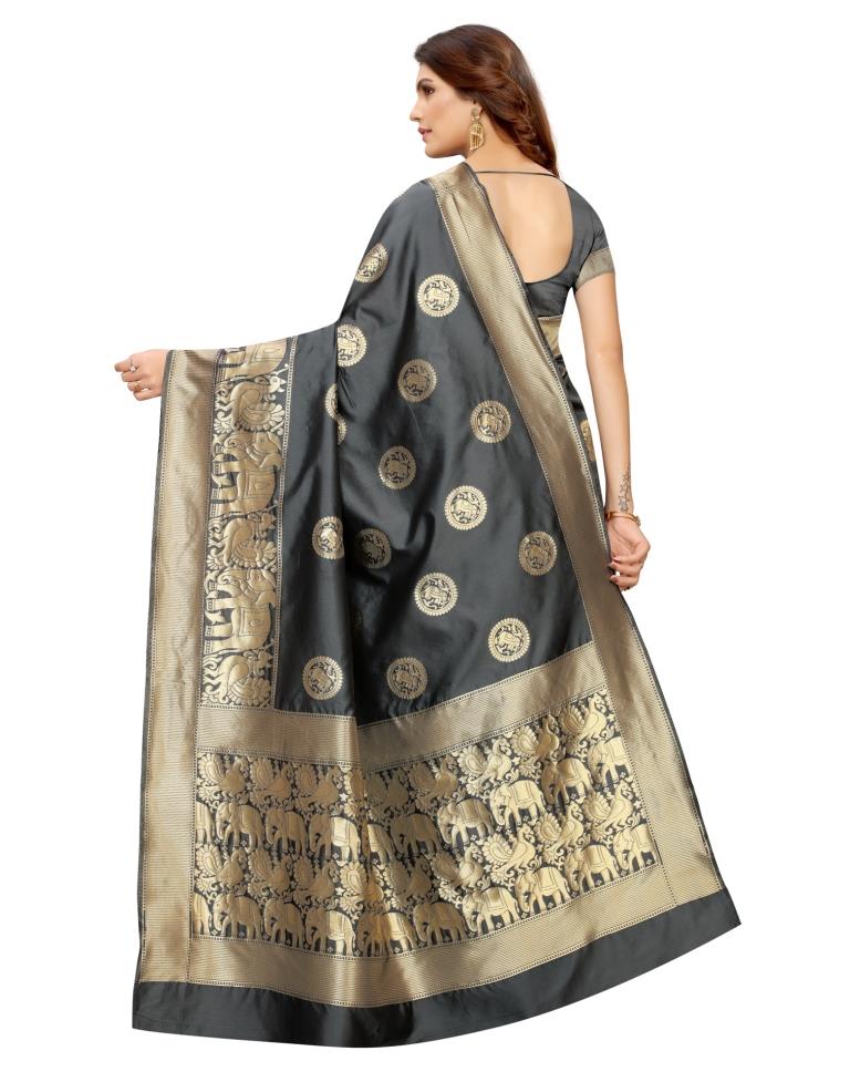 Grey Banarasi Silk Saree
