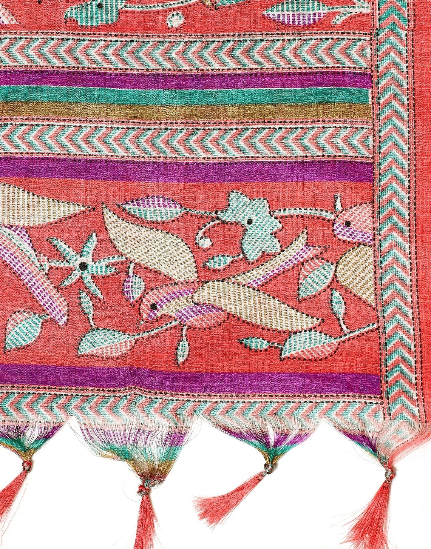 Pink Khadi Silk Dupatta | Leemboodi