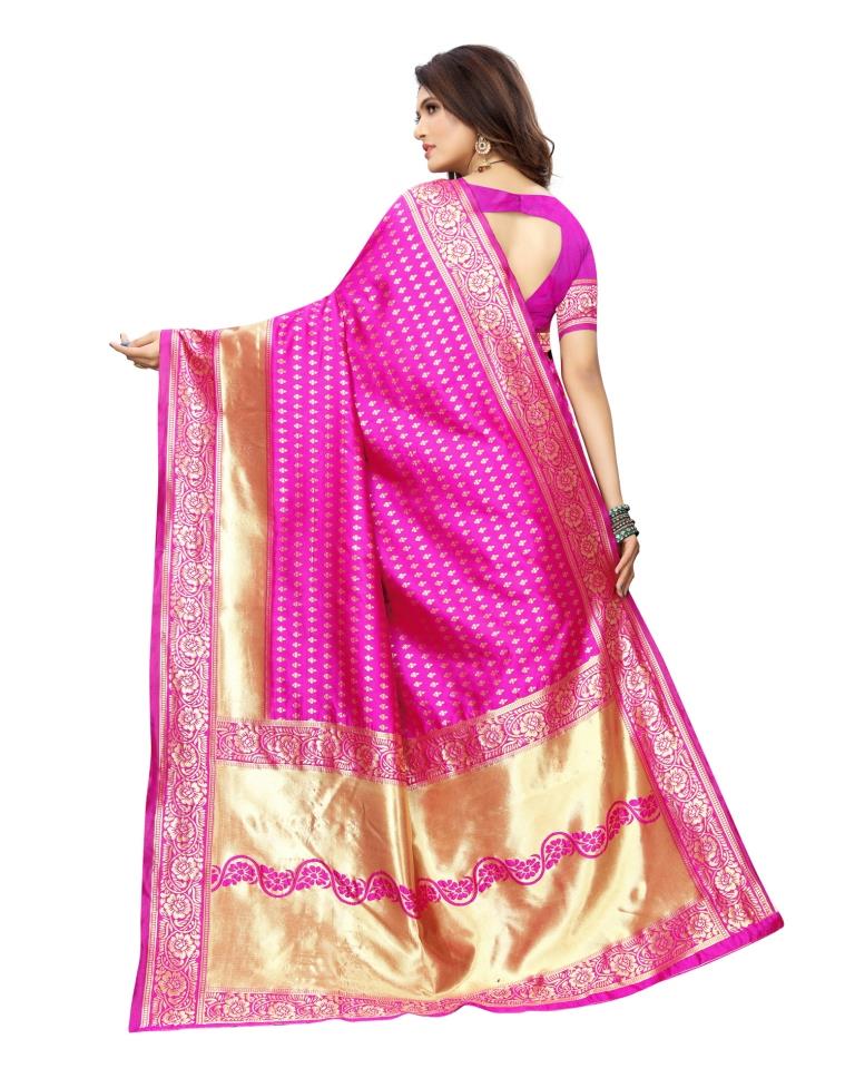 Pink Banarasi Silk Saree