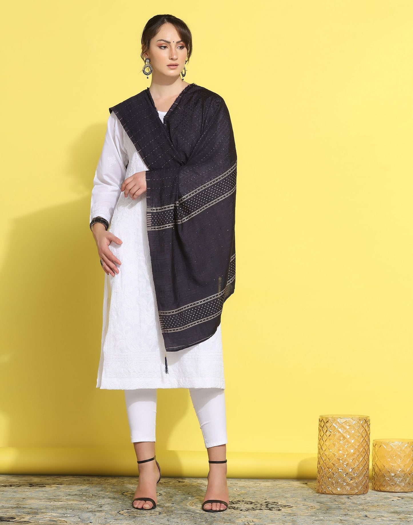 Blue Cotton Plain Dupatta | Leemboodi