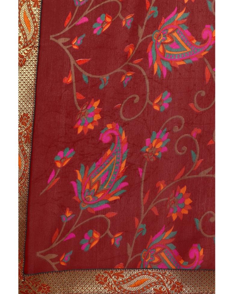 Maroon Printed Georgette Saree