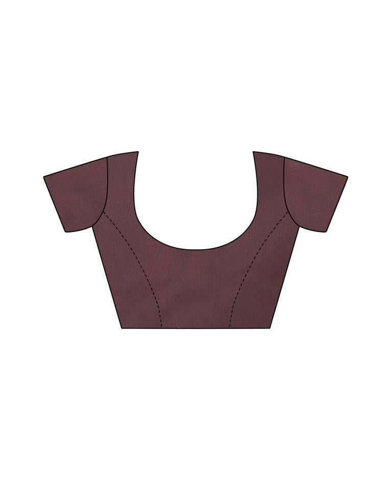 Brown Printed Silk Saree