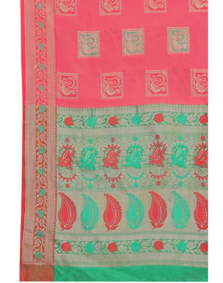 Pink Coloured Poly Silk Jacquard Partywear saree | Leemboodi
