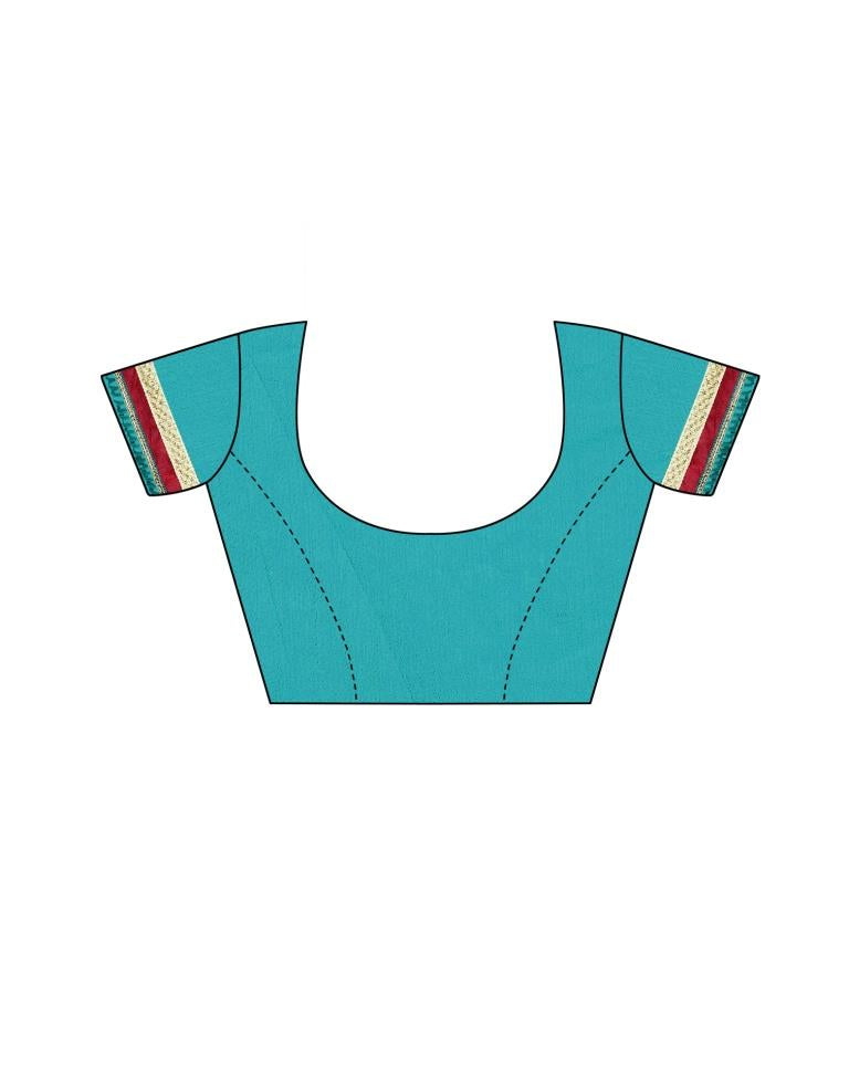 Teal Green Printed Lycra Saree