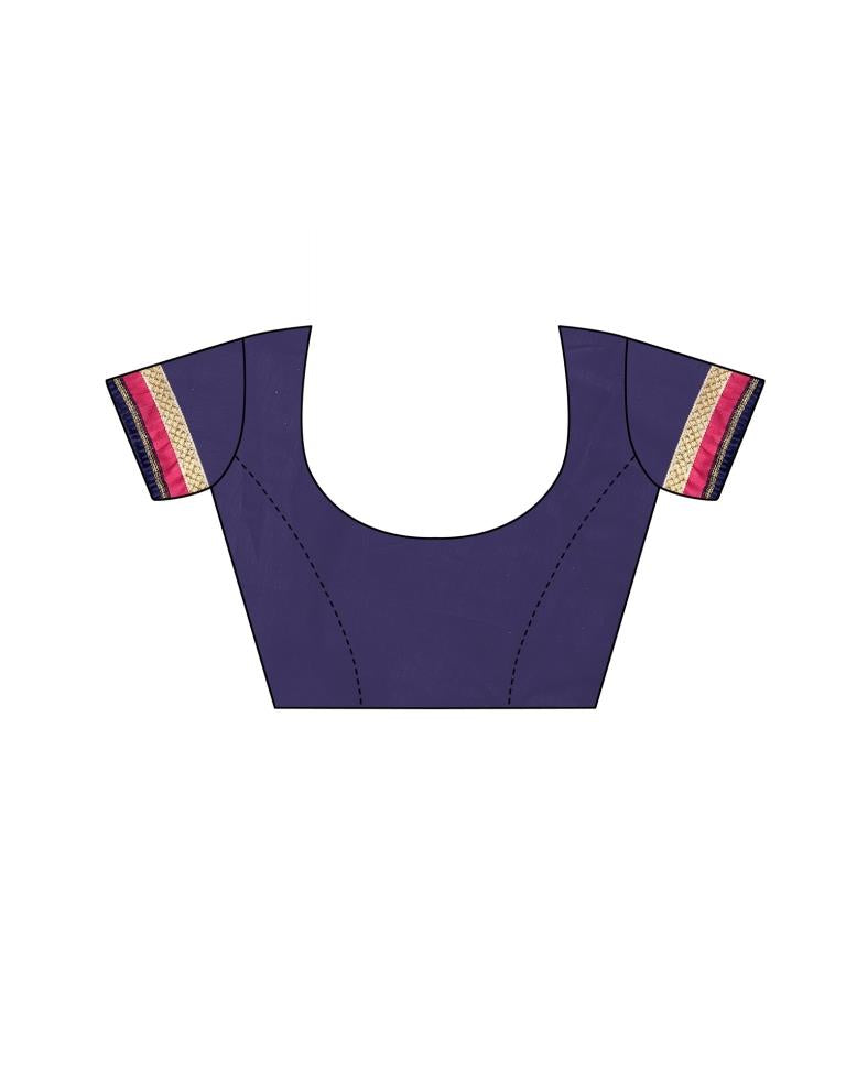 Navy Blue Printed Lycra Saree