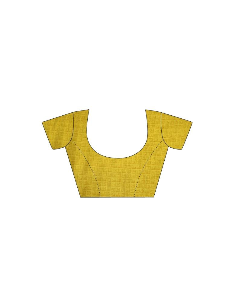 Pineapple Yellow Printed Silk Saree