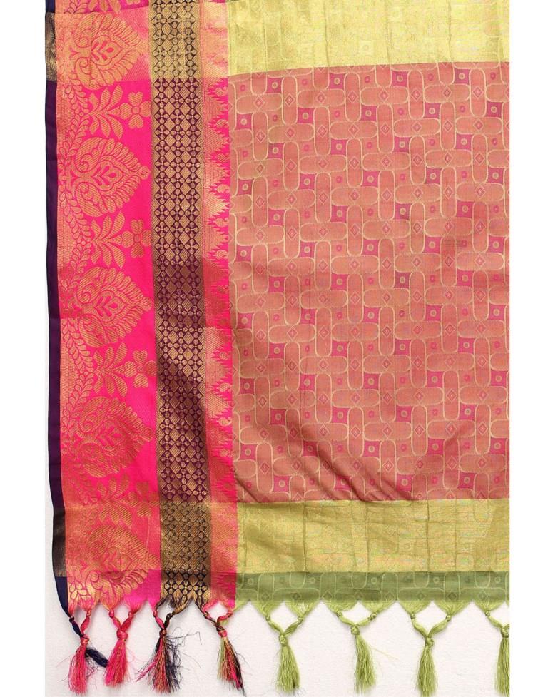 Pastel Green Cotton Silk Geometric Saree | Sudathi