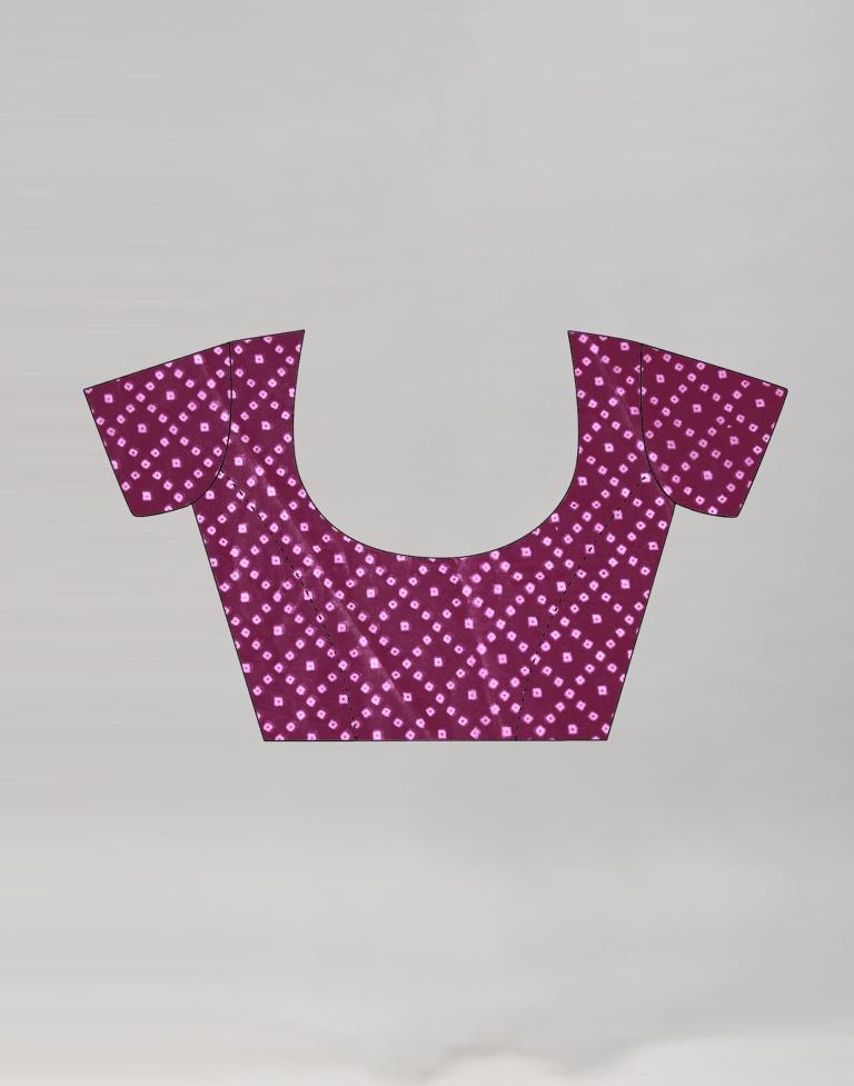 Definitive Wine Bandhani Printed Saree | Sudathi