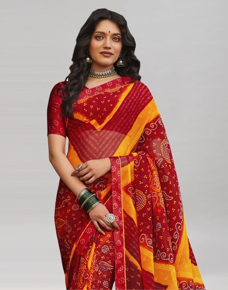 Affluent Red Bandhani Saree | Sudathi
