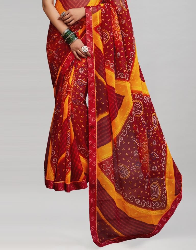 Affluent Red Bandhani Saree | Sudathi