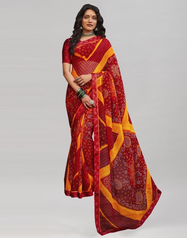 Affluent Red Bandhani Saree | Sudathi