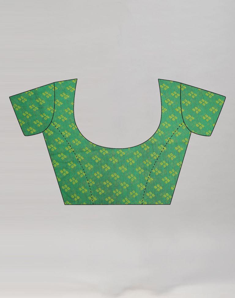Green Floral Bandhani Printed Chiffon Saree | Sudathi