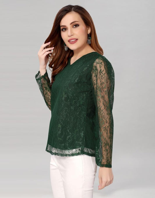 Green coloured Dyed Net Top | Sudathi