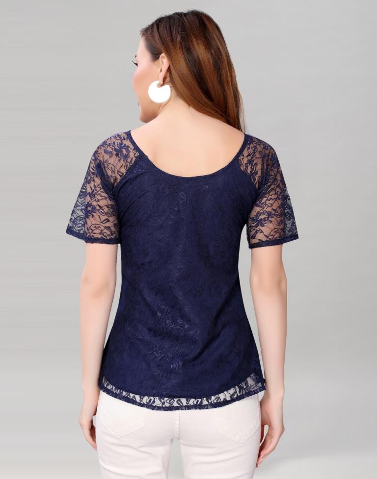 Blue coloured Dyed Net Top | Sudathi