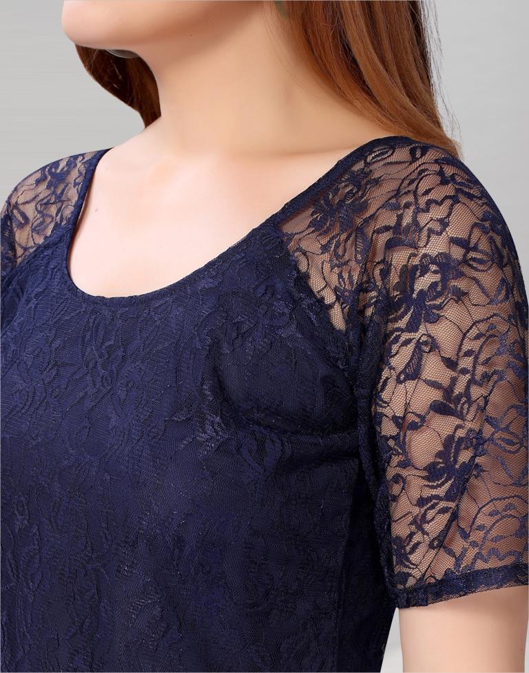 Blue coloured Dyed Net Top | Sudathi