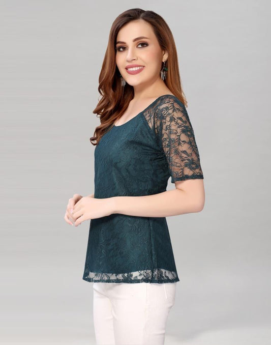 Rama coloured Dyed Net Top | Sudathi