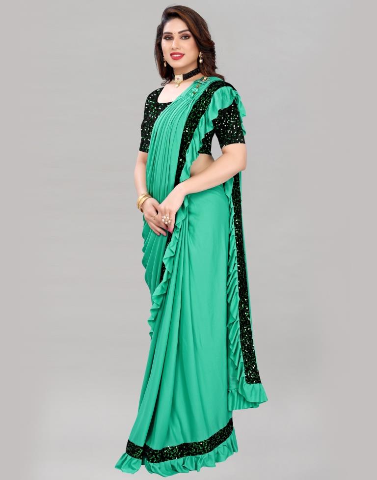 Acqua Green Ready To Wear Saree | Sudathi