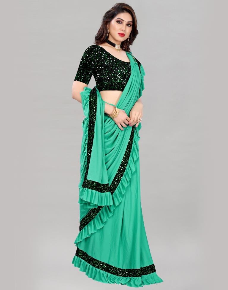 Acqua Green Ready To Wear Saree | Sudathi