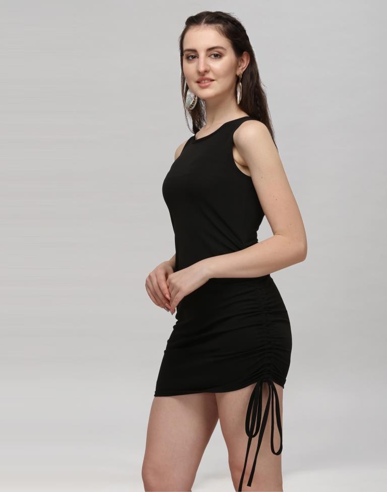 Black Coloured Knitted Lycra Dress | Leemboodi SuryaRang Black Coloured Knitted Lycra Dress | Leemboodi SuryaRang